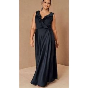 BHLDN Anthropologie Tansy Satin Charmeuse Maxi Dress Size 14